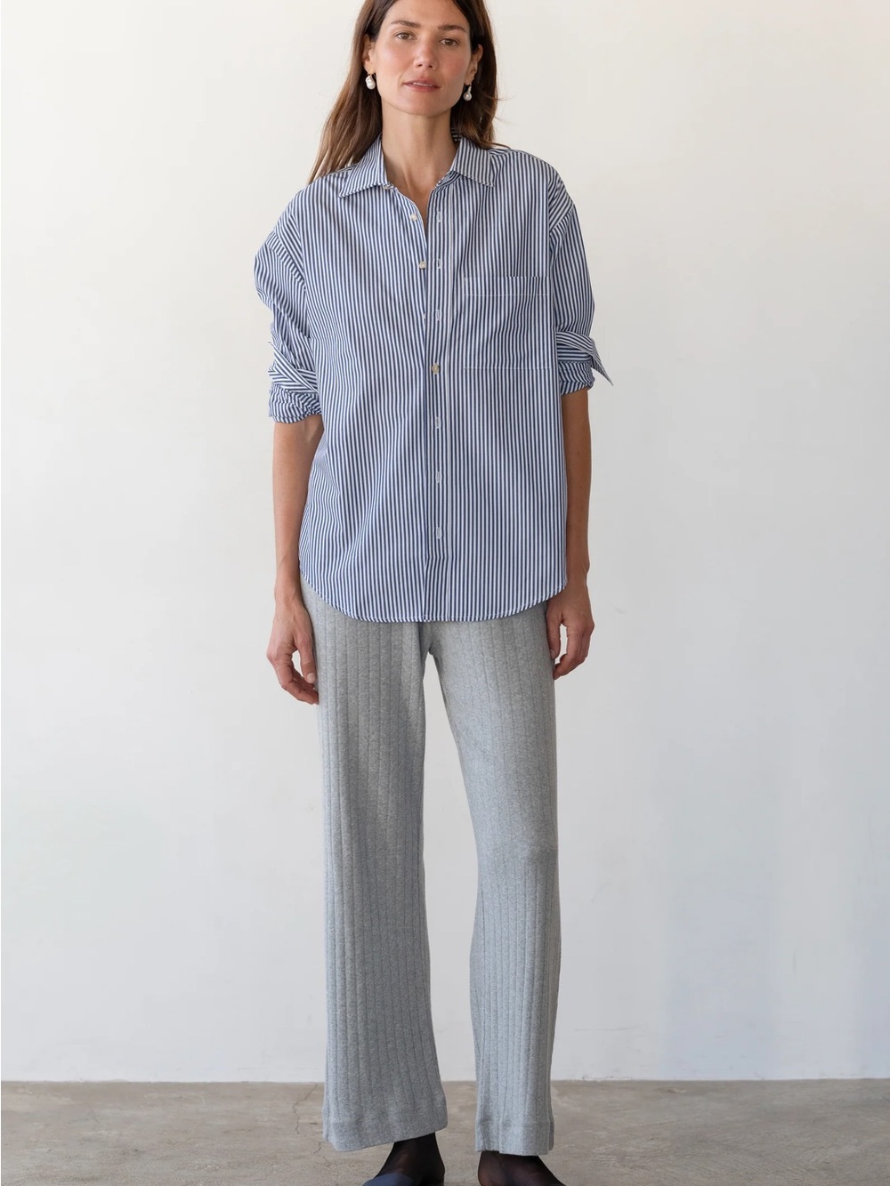 DONNI The Pop Shirt in Navy Stripe - Picture 4 of 6